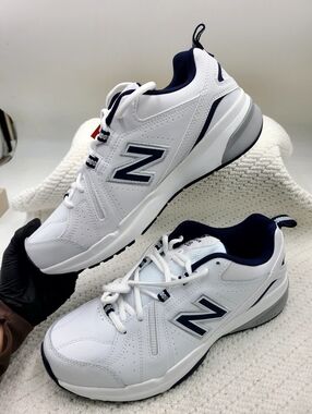 New Balance White and Navy Men's Athletic Sneakers